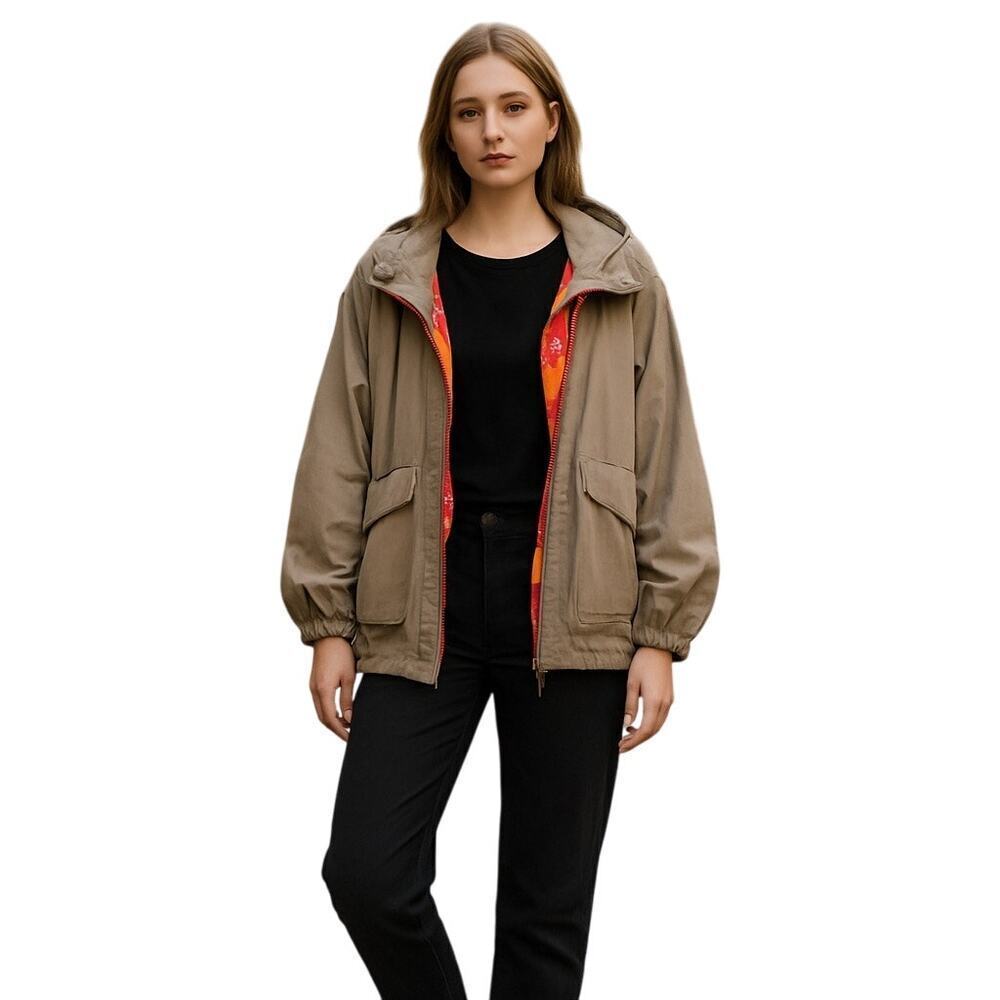 Free People Women's Open Front Hooded Jacket Long Sleeve Tan Size XS